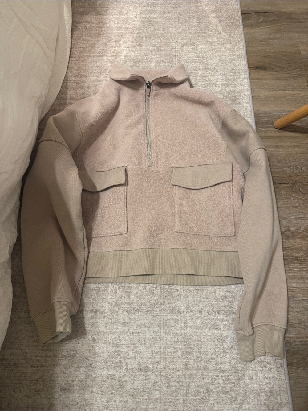 Women’s Half-Zip Fleece Pullover in Light Taupe